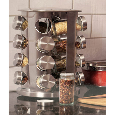 2 of 2:Étagère à épices pivotante Home Basics Deluxe 16 pièces, acier inoxydable, 7,25 x 11 pouces 