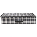 2 of 4:Coffre de rangement sous le lit Home Basics Plaid non tissé avec fenêtre d'étiquetage, noir 