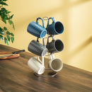 5 of 8:Ensemble de 7 tasses avec support diamant Home Basics (6 tasses, bleu marine, gris et blanc) 