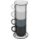 8 of 8:Home Basics Juego de tazas apilables de 4 piezas con soporte, margarita en relieve 