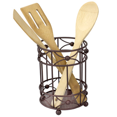 1 of 4:Porte-couverts Home Basics Arbor Collection avec fond en maille et pieds antidérapants, bronze huilé 