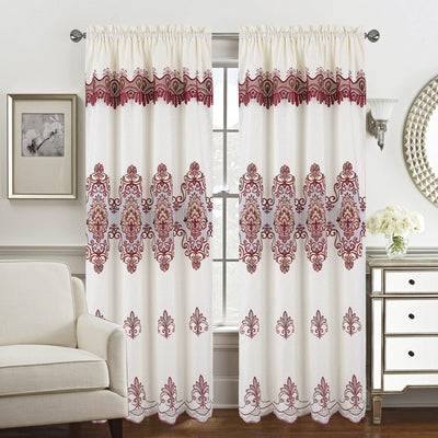 4 of 4:Panneau de fenêtre en macramé jacquard Arabella avec cantonnière attachée, 55 x 84 pouces 