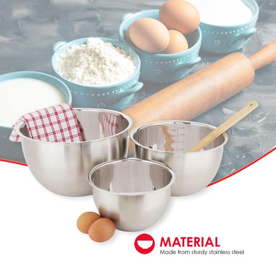 3 of 3:Home Basics 3 Piece Stainless Steel Nesting Mixing Bowls 