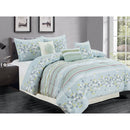 2 of 2:Premius Ivy 7 Piece Oversized Comforter Set, Light Blue 