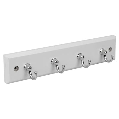 1 of 4:Home Basics 4 Hook Wall Mounted Key Holder Rack, White 