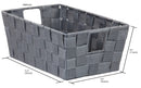 2 of 2:Home Basics Polyester Woven Strap Storage Basket, Gray, Small, 11.5x6.5x4.5 Inches 