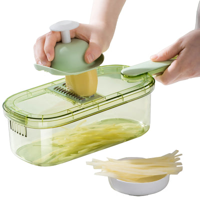 1 of 8:PREMIUS 6-In-1 Mandoline Slicer with Storage Bin and Handle, Green-Clear, 1.5 Quarts 