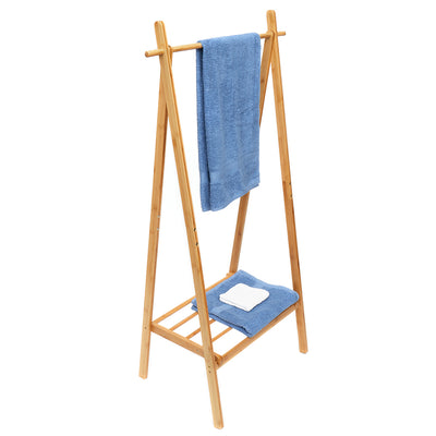 2 of 4:Home Basics A Frame Bamboo Garment Rack with Bottom Shelf, Natural 