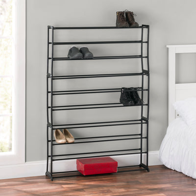 4 of 4:Home Basics Easy Assemble Space Saving 50 Pair Shoe Tower Multi-Purpose Storage Rack,  Black 