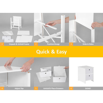 8 of 8:EZ Home Solutions ™ Foldable Furniture 2 Drawer Night Stand 22