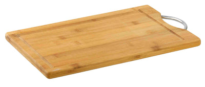 1 of 2:Planche à découper en bambou Home Basics 10 x 15 avec rainure pour jus et poignée en acier inoxydable 