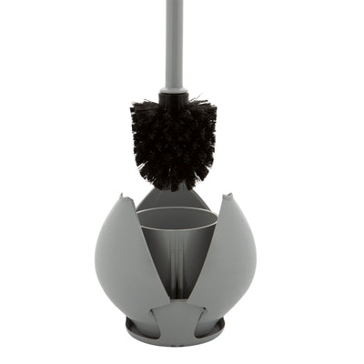2 of 3:Brosse de toilette tulipe à prise ferme Bath Bliss, grise 