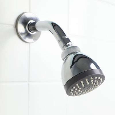 1 of 4:Home Basics Round Single Function Fixed Showerhead, Chrome 