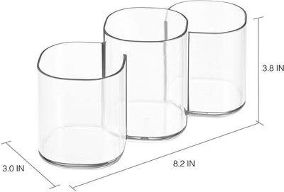 4 of 5:iDesign Clarity Plastic Divided Trio Cup Vanity Bathroom Accessory Organization, 3 Compartments 