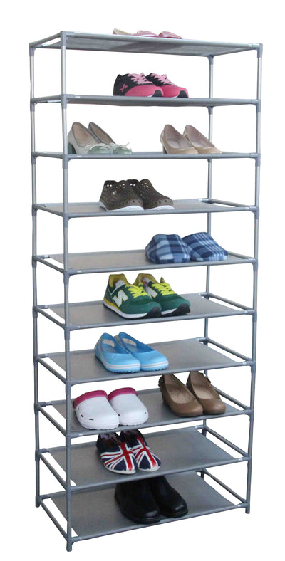 1 of 7:Home Basics 30 Pair Non-Woven Multi-Purpose Stackable Free-Standing Shoe Rack, Grey 