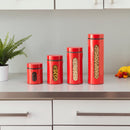 2 of 3:Home Basics 4 Piece Essence Collection Stainless Steel Canister Set, Red 