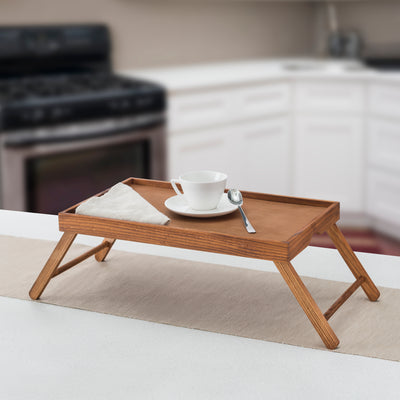 3 of 4:Home Basics Bed Tray With Folding Legs, Natural, 9x12x18.5 Inches 
