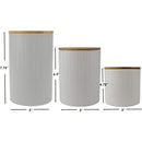 7 of 7:Home Basics 3 Piece Ceramic Canister Set with Bamboo Lids, Wave White 