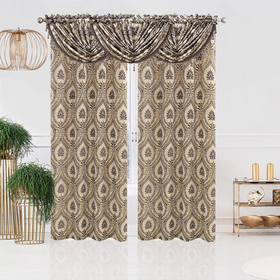 12 of 21:Lizet Damask Jacquard Rod Pocket Window Panel and Valance Treatments, All Sold Separately 
