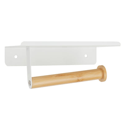 2 of 4:Home Basics Wall Mount Toilet Paper Holder with Phone Shelf, White 