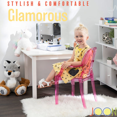 16 of 23:JOON 2 Pack Kids Ghost Chairs with Armrest, 25x13x14.5 Inches, Transparent 