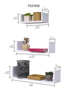 4 of 4:Home Basics Estante flotante de madera (juego de 3), color blanco 