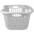 3 of 4:Home Basics Curved Hip Holding Large Capacity Lightweight Plastic Laundry Basket with Easy Grab Handles, White 