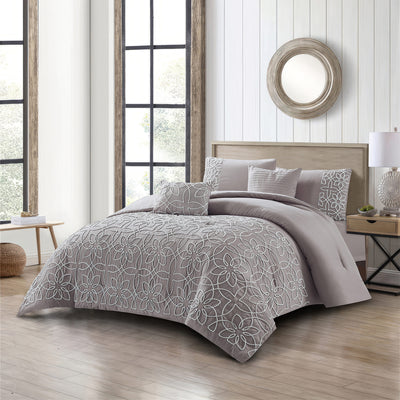 12 of 12:Jezebelle 5 Piece Embroidered Textured Design Comforter Set 