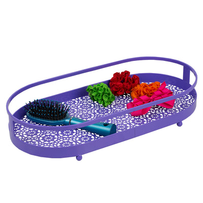 1 of 4:Plateau de toilette décoratif ovale en plastique Home Basics avec pieds arrondis, violet 