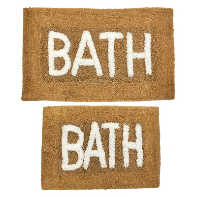 1 of 1:Dorian 2 Piece 100% Cotton Bath Mat Set, Gold, 17x24 and 20x32 Inches 