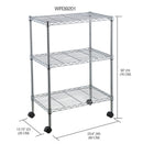 2 of 3:Home Basics 3 Tier Wire Shelf Rack with Wheels, Chrome 