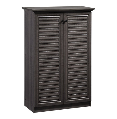 1 of 2:Home Basics 4 Tier Tall Shoe Cabinet with Louvered Doors, Ash 