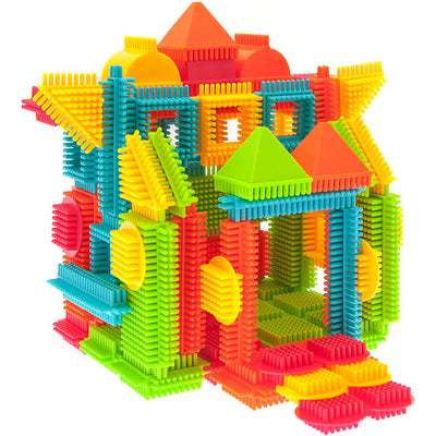 1 of 4:PicassoTiles 120-Piece Bristle Shape 3D Building Blocks Tiles Construction Toy Set 