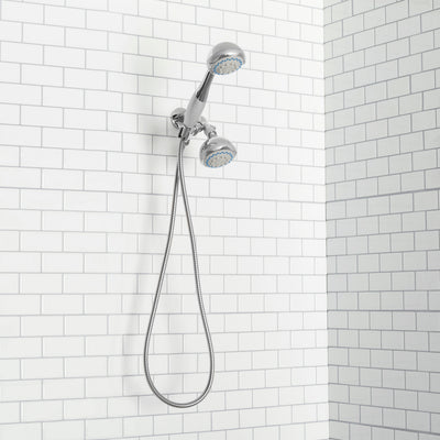 3 of 4:Home Basics Deluxe 5 Function Twin Massager Shower Head, Silver 