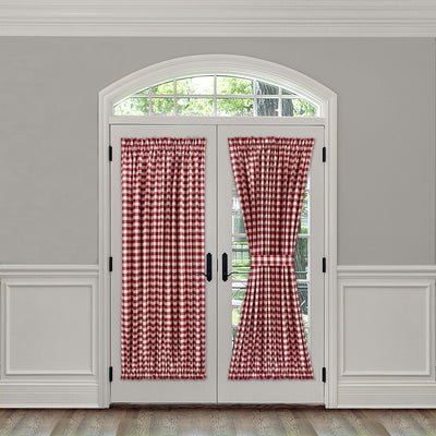 7 of 7:Buffalo Check Gingham French Door Panel With Tieback 