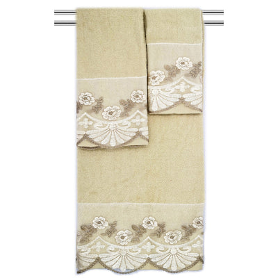7 of 7:Ensemble de 3 serviettes de bain décoratives en coton brodé floral Jules 