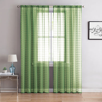 7 of 52:Lisa Plaid Sheer Rod Pocket Panel, Black, 55x90 Inches 