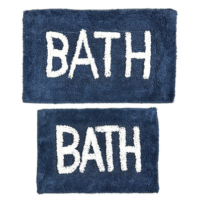1 of 1:Dorian 2 Piece 100% Cotton Bath Mat Set, Navy, 17x24 and 20x32 Inches 