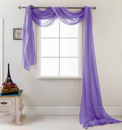 6 of 18:Celine Elegant Sheer Voile Window Scarf, 55x216 Inches 