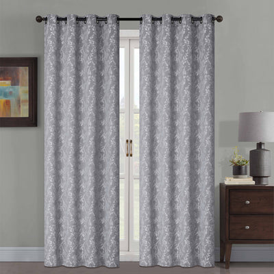1 of 7:Jenner Jacquard Leaf Vines Grommet Window Panel, 54x84 Inches 