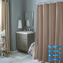 3 of 4:Bath Bliss Forro de cortina de ducha con diseño de diamante de microfibra suave al tacto en color topo 