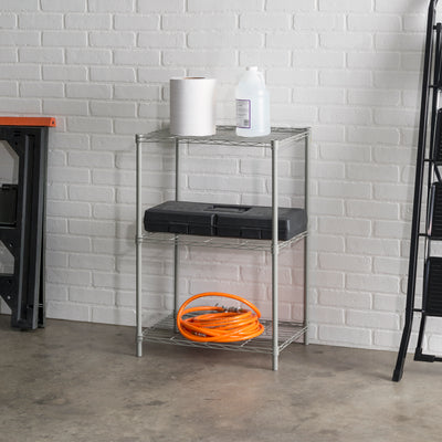 5 of 8:Home Basics 3 Tier Steel Wire Shelf, Grey 
