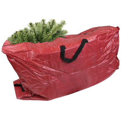 2 of 5:Sac à roulettes en PVC texturé pour sapin de Noël Home Basics, rouge 