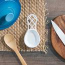 5 of 6:Home Basics Lattice Collection Cast Iron Spoon Rest, White 
