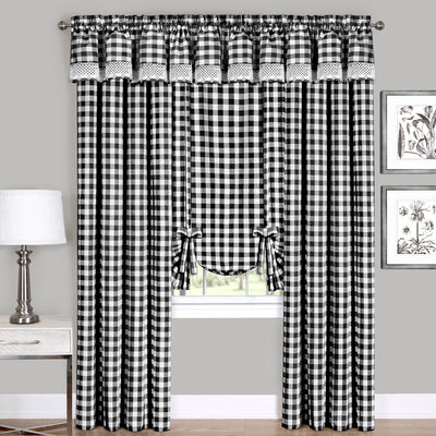 3 of 4:Buffalo Check Window Curtain Panel - 42x63 - Black 