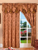 1 of 1:Penelopie Jacquard Rod Pocket Panel With Attached Valance, Brown, 54x84 Inches 