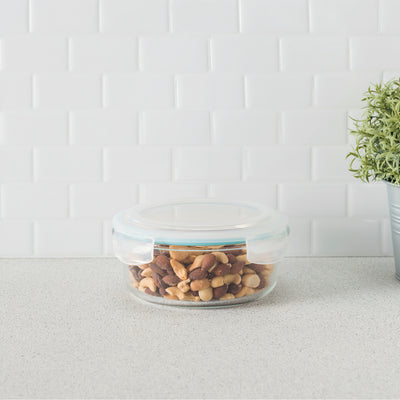2 of 4:Home Basics 32 oz. Round Borosilicate Glass Food Storage Container 