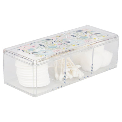 1 of 4:Boîte à cosmétiques en plastique florale Home Basics, transparente 