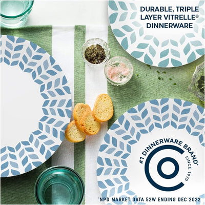 4 of 5:Corelle Vitrelle 12-Piece Glass Dinnerware Set Service for 4,  Northern Pines 