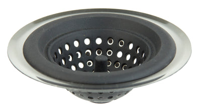 1 of 3:Home Basics Colador de fregadero de silicona con borde de acero inoxidable, plateado 